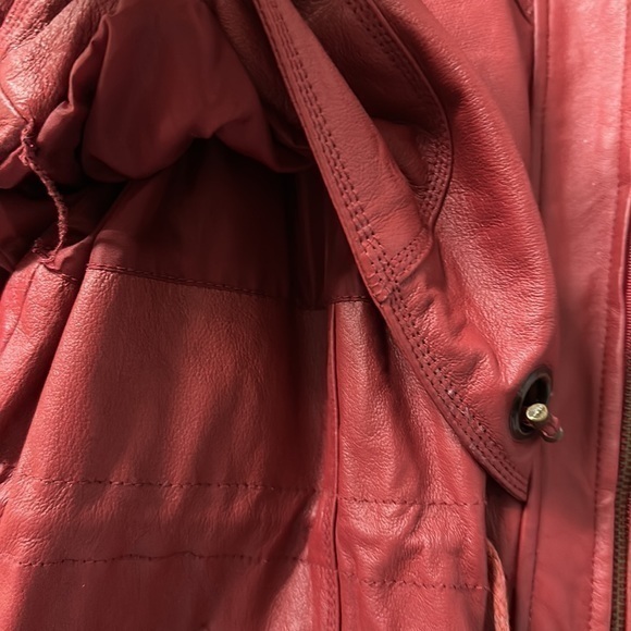 Women’s fashion elements red‎ leather hooded coat size small excellent condition - Picture 7 of 12